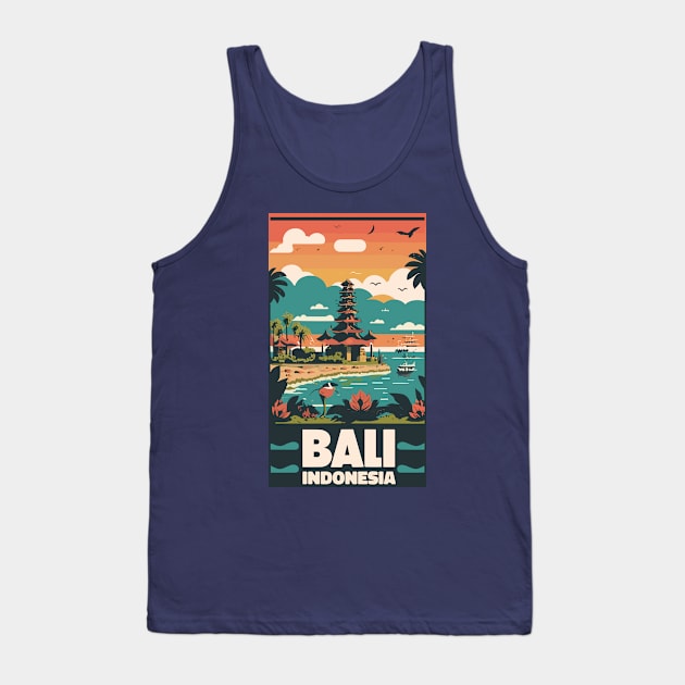 A Vintage Travel Art of Bali Indonesia Tank Top by goodoldvintage